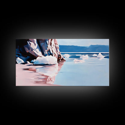 Reflections, Winter Seascape, Arctic Art, Canvas Print, Coastal Wall Decor, Living Room Art, Minimalist Landscape, Nature Painting