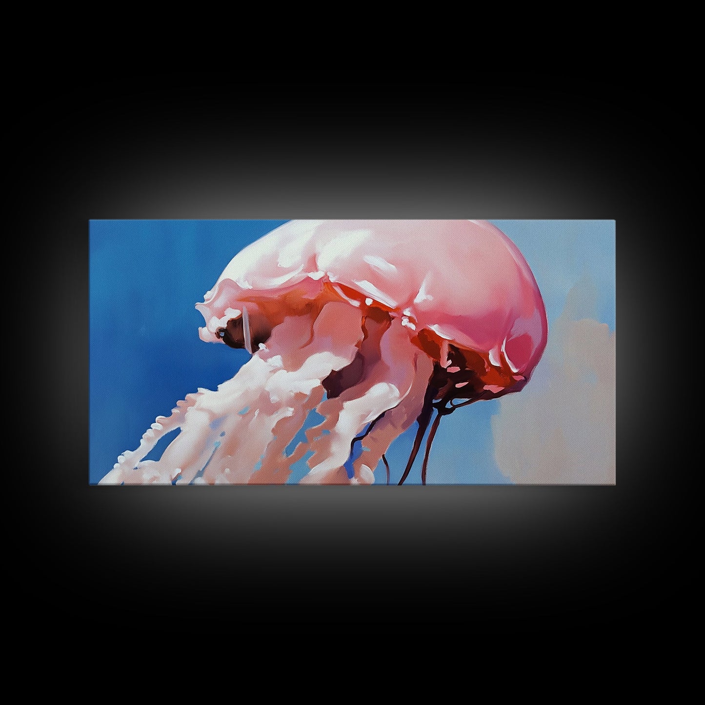 Quallen, Meereskunst, Meereslebewesen, Leinwanddruck, Küstenwanddeko, Strandhauskunst, Nautische Malerei, Minimalistische Unterwasserkunst