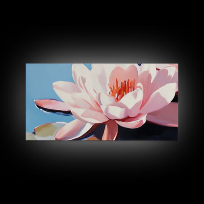 Seerosenblüte, florales Wandbild, Zen-Botanischer Druck, minimalistische Naturdekoration, moderne, ruhige Kunst, Leinwanddruck fürs Badezimmer