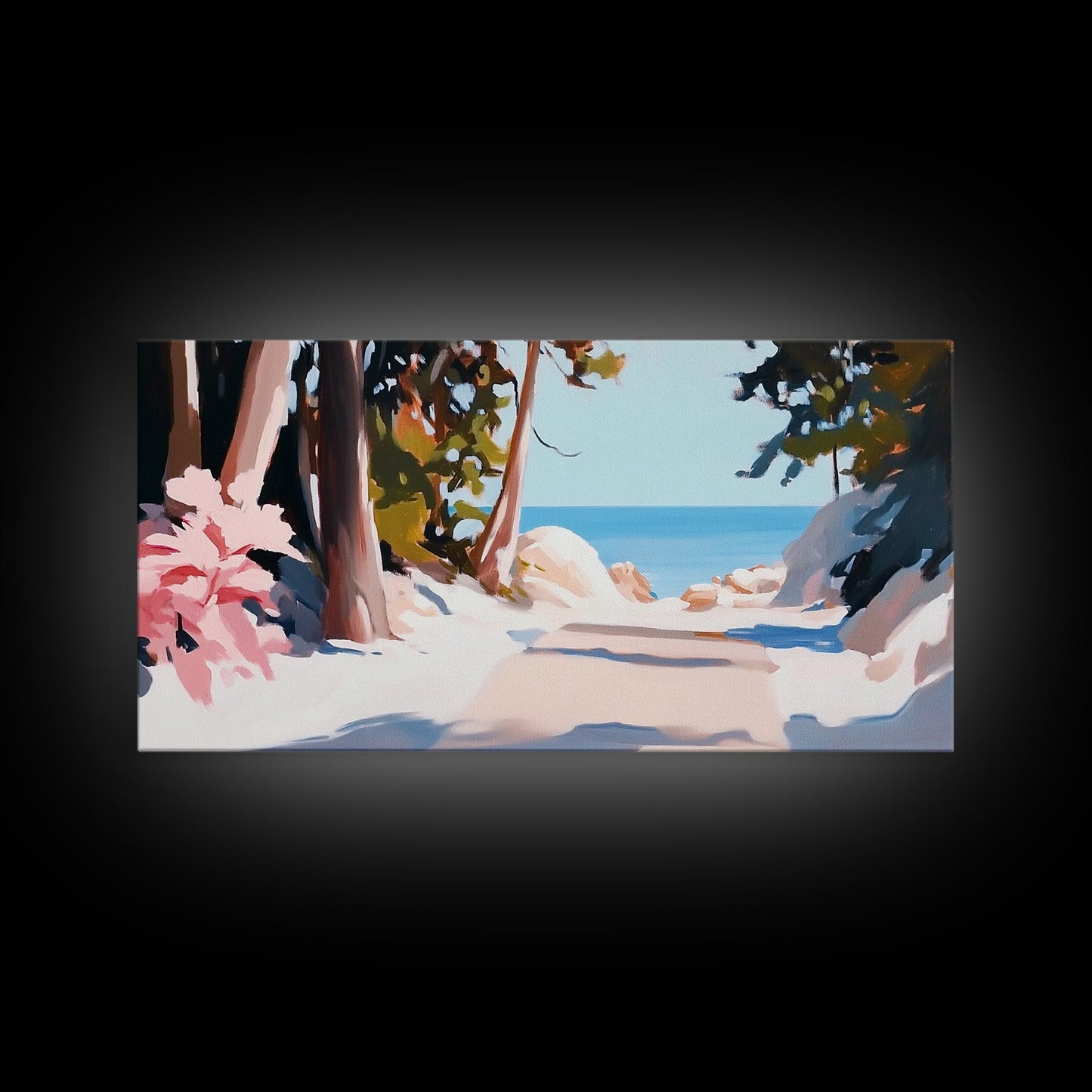 Woodland Path, Lakeside Retreat, Nature Escape, Canvas Print, Rustic Wall Art, Cabin Decor, Landscape Painting, Outdoor Serenity