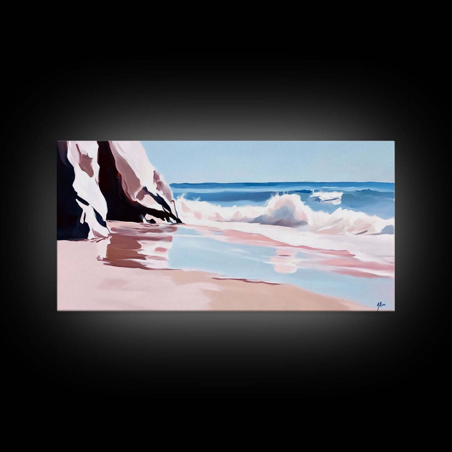 Ocean Waves, Seascape Painting, Beach Aesthetic, Coastal Home Art, Relaxing Seashore, Minimalist Art, Canvas Print, Bathroom Decor