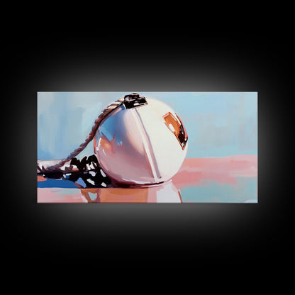 Nautische Boje, Küstenkunst, Minimalistischer Küstenstil, Meeresspiegelungen, Nautische Ästhetik, Dekoration mit Meeresmotiven, Leinwanddruck, Badezimmer