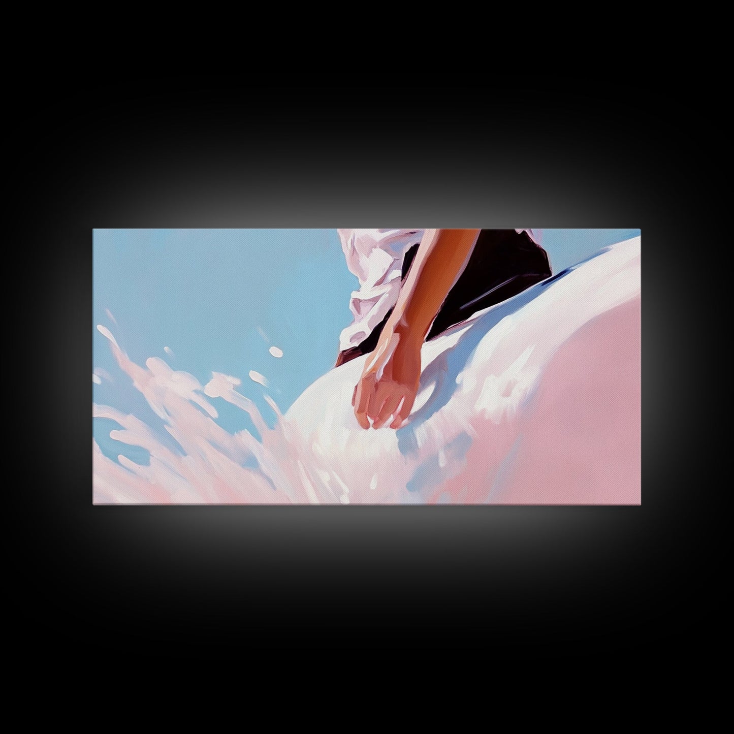 Meeresbrise, surrealer Farbtupfer, Küstenästhetik, moderne Strandkunst, nautische Dekoration, Wandkunst fürs Schlafzimmer, verträumte Pastellkunst, Leinwanddruck