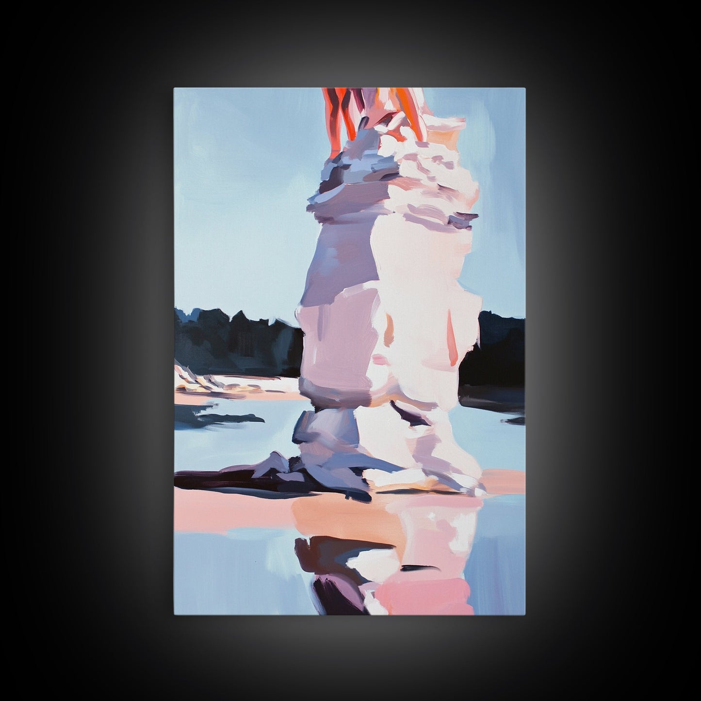 Pink Ice, Abstract, Winter Wall Art, Modern Home Decor, Pastel Landscape, Nature Inspired, Contemporary Art, Framed Canvas Print