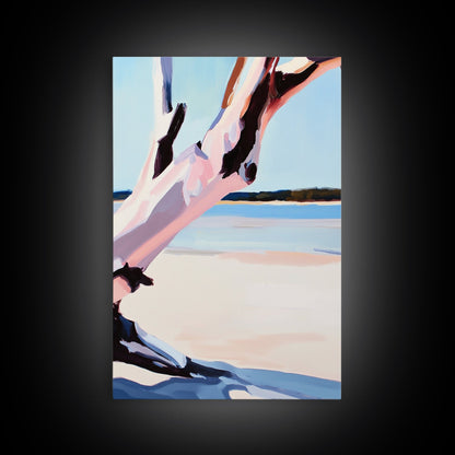 Pink Tree, Abstract Nature, Modern Boho Art, Minimalist Wall Decor, Framed Canvas Print, Living Room Wall Art, Pastel Home Decor