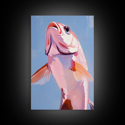 Redfish, Fishing Art, Coastal Decor, Nautical Wall Art, Framed Canvas Print, Beach House Art, Sport Fishing, Ocean Aesthetic