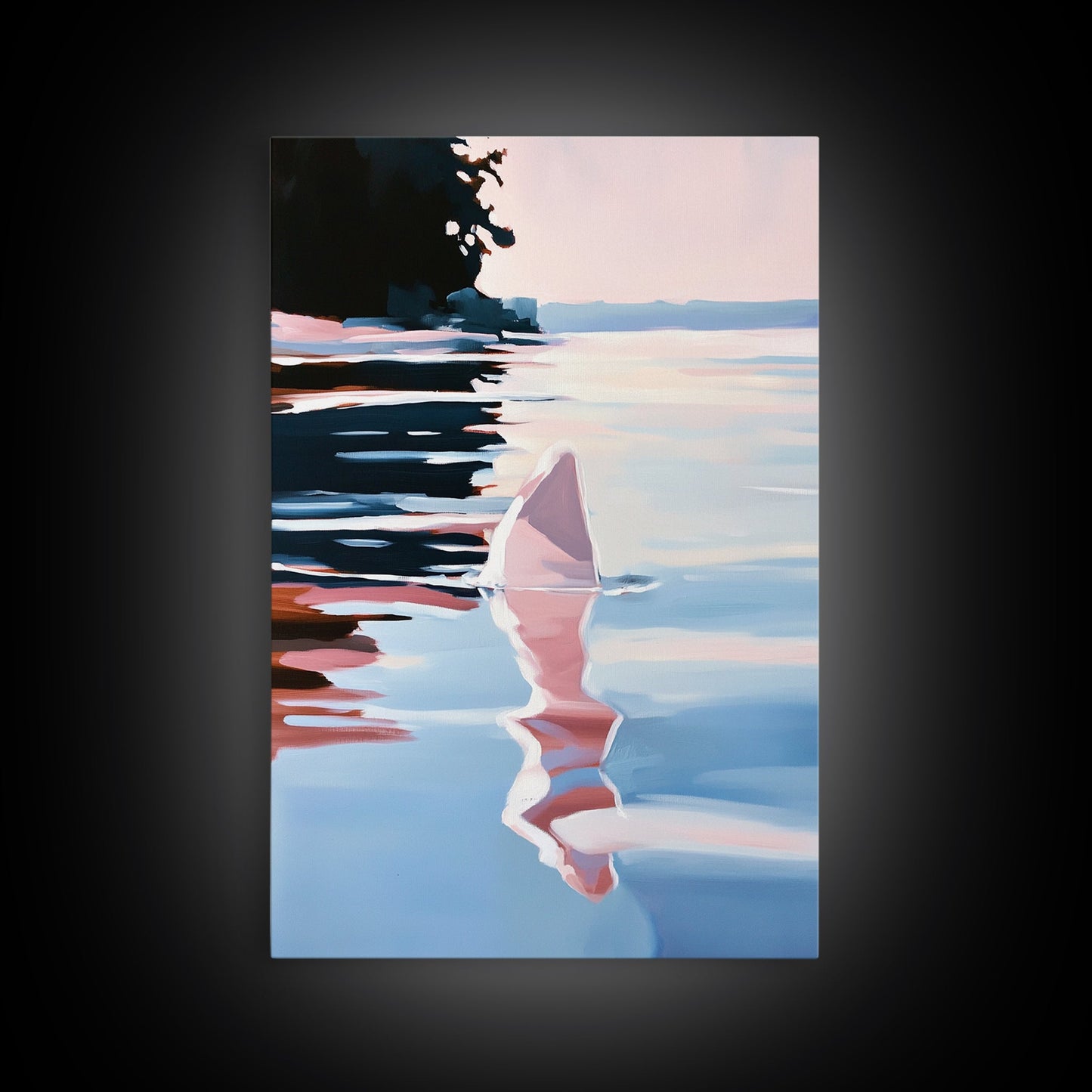 Ocean Reflection, Sunset, Water Art, Framed Canvas Print, Coastal Wall Art, Minimalist Decor, Beach House Art, Modern Seascape