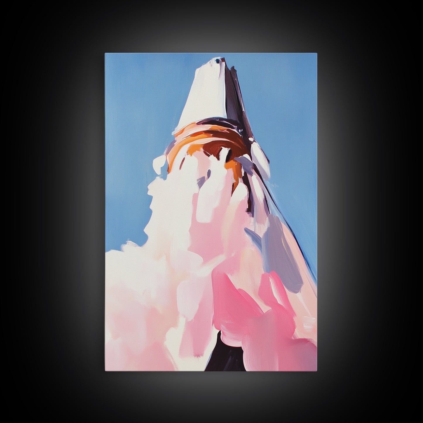 Mountain, Abstract Peak, Modern Landscape, Canvas Print, Blue Wall Art, Minimalist Nature Art, Neutral Wall Decor, Office Wall Art