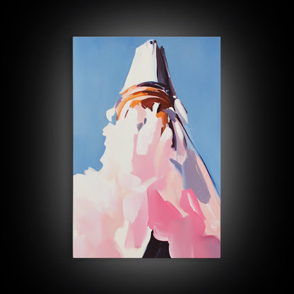 Mountain, Abstract Peak, Modern Landscape, Canvas Print, Blue Wall Art, Minimalist Nature Art, Neutral Wall Decor, Office Wall Art