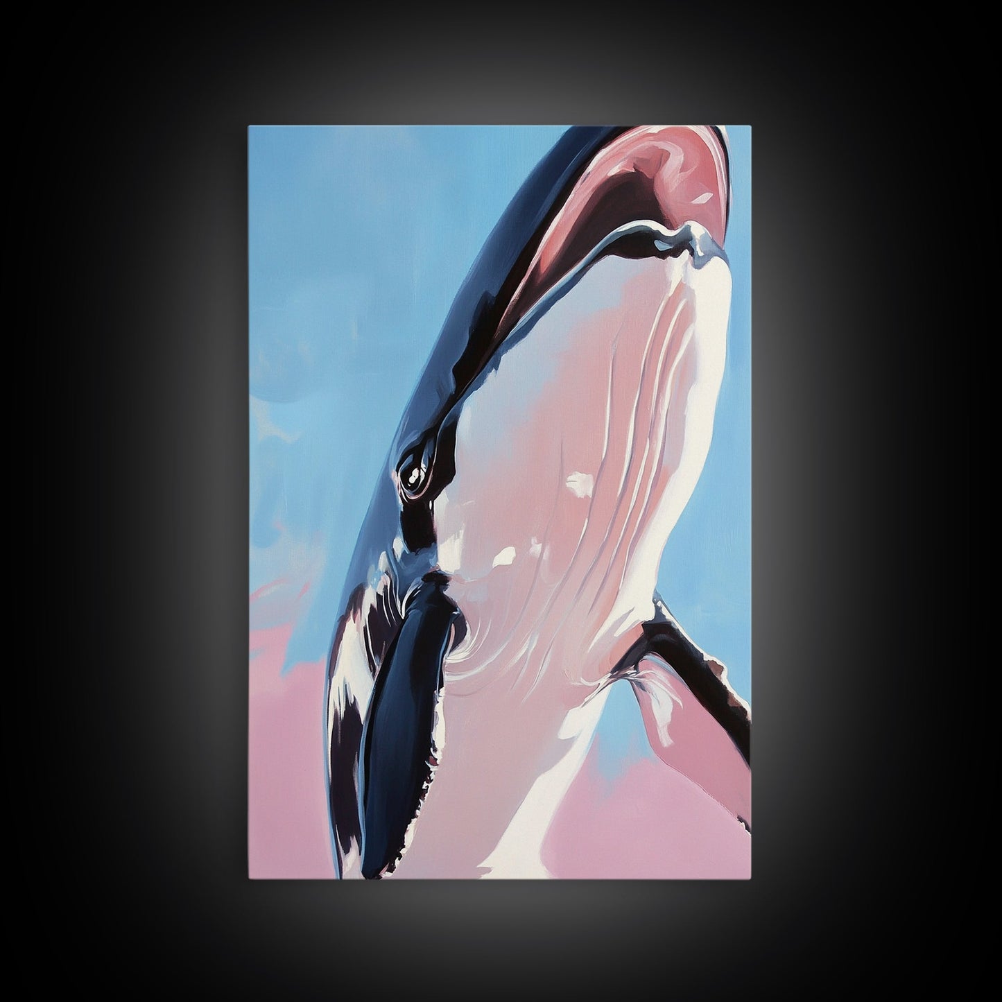 Majestic Whale, Ocean Wonder, Marine Life Art, Contemporary Animal Painting, Coastal Decor, Nautical Wall Art, Framed Canvas Print