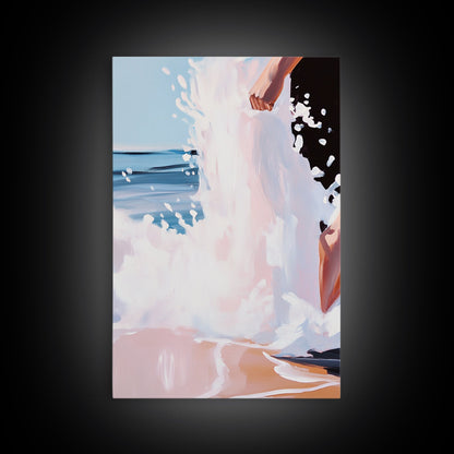 Wave Splash, Beach House Art, Ocean Print, Coastal Water Painting, Summer Vibes, Framed Canvas Print, Living Room Decor, Gift
