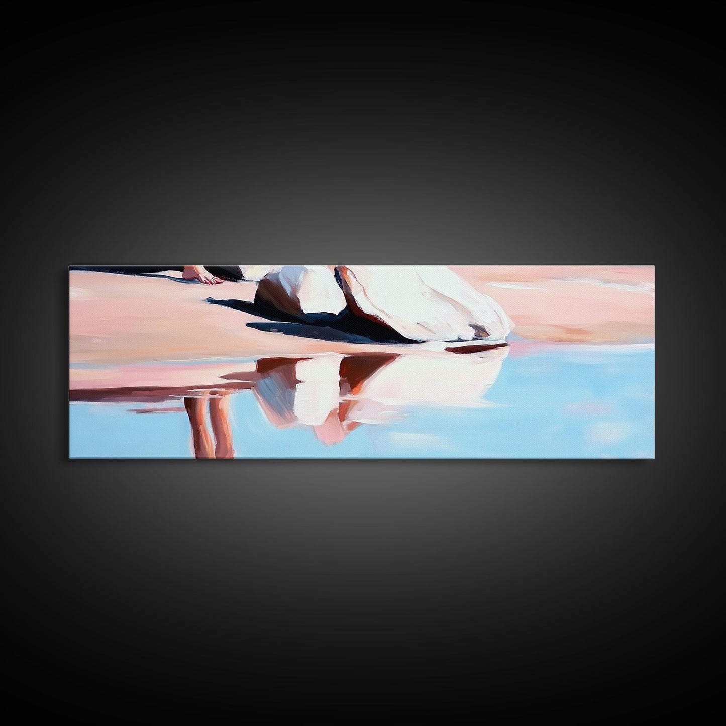 Reflection, Beach Sand, Framed Canvas Print, Coastal Home Decor, Soft Aesthetic, Minimalist Art, Dreamy Seascape, Serene Painting