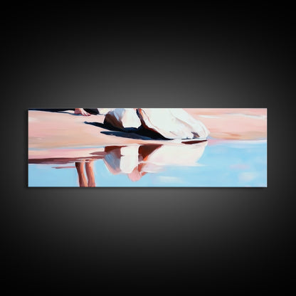 Reflection, Beach Sand, Framed Canvas Print, Coastal Home Decor, Soft Aesthetic, Minimalist Art, Dreamy Seascape, Serene Painting