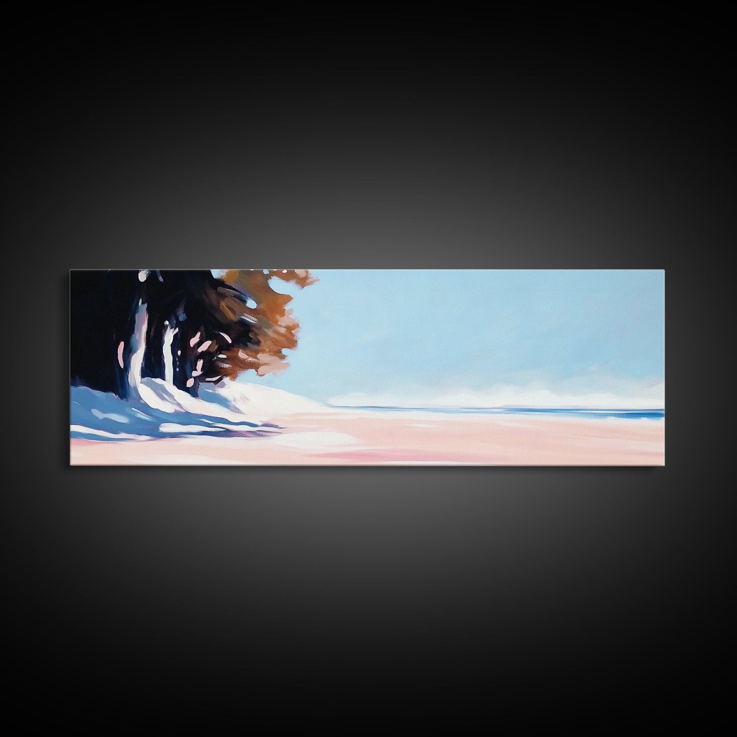 Tranquil Horizon, Minimalist Seascape, Coastal Escape, Soft Pastel Beach, Canvas Print, Relaxing Living Room Wall Art, Boho Decor