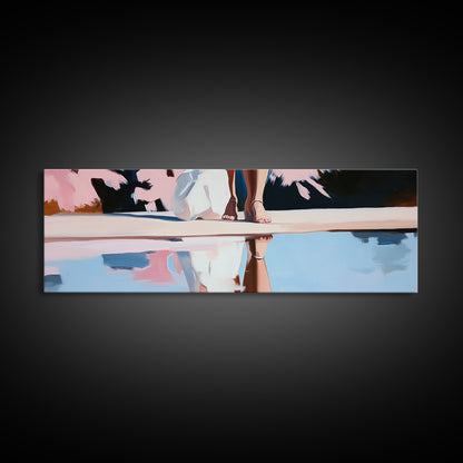 Reflection Beauty, Elegant Aesthetic, Nature Painting, Romantic Minimalism, Framed Canvas Print, Living Room Decor, Feminine Artwork