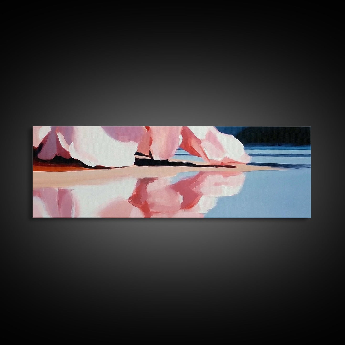 Flowing Pink Fabric, Water Reflection, Feminine Aesthetic, Framed Canvas Print, Romantic Wall Art, Soft Color Palette, Elegant Home Decor