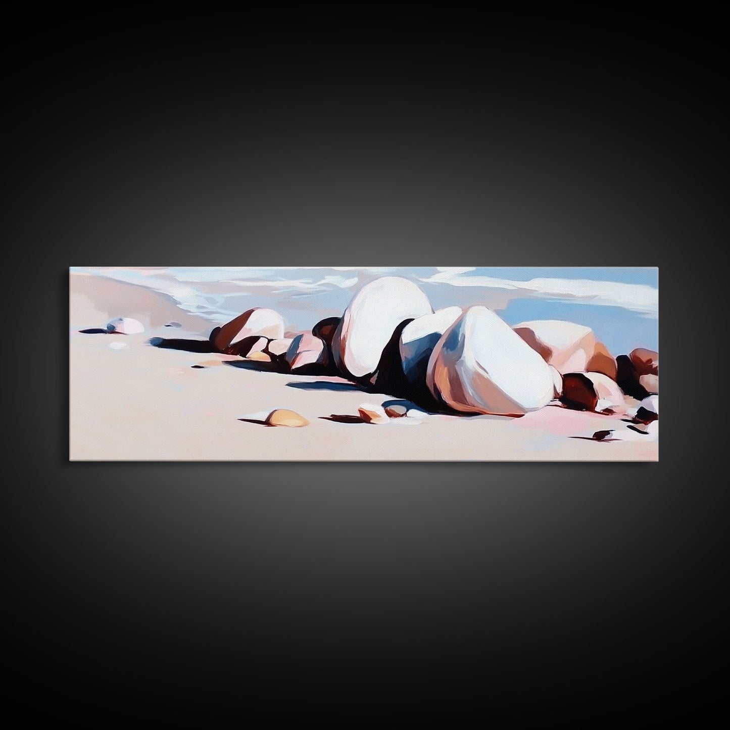 Beach Rocks, Ocean, Shore, Canvas Print, Coastal Art, Relaxing Summer Decor, Minimalist Artwork, Bedroom or Bathroom Wall Art