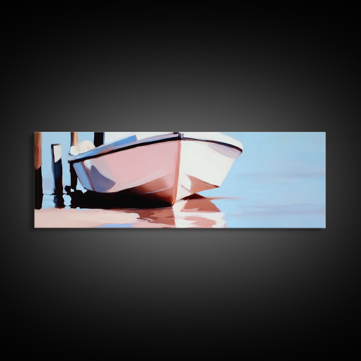 Ankerboot, maritimer Charme, maritime Kunst, gerahmter Leinwanddruck, Küstenwohnzimmerdekoration, Wandkunst für Strandhäuser, Meeresgemälde