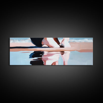 Sunset Reflection, Beach Art, Ocean Painting, Framed Canvas Print, Coastal Wall Art, Living Room Decor, Modern Minimalist Home Style