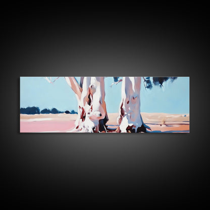 Desert Trees, Minimalist Landscape, Rustic Home Decor, Framed Canvas Print, Living Room Wall Art, Boho Aesthetic, Neutral Nature Art