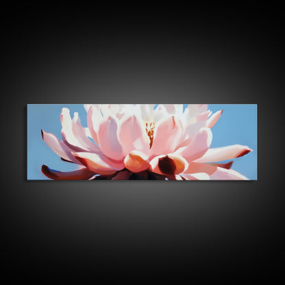 Pink Lotus, Floral Wall Art, Elegant Home Decor, Framed Canvas Print, Feminine Aesthetic, Botanical Art, Water Lily Painting