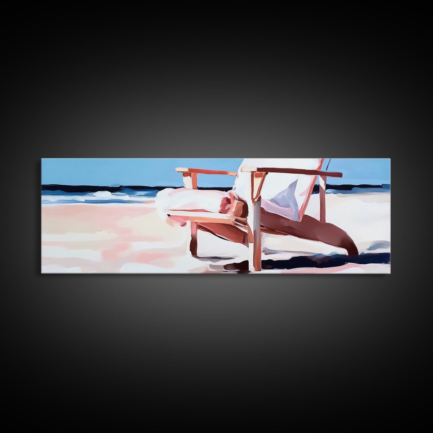 Beach Chair, Coastal Relaxation, Vacation Home Art, Canvas Print, Seaside Aesthetic, Minimalist Beach Painting, Soft Pastel Art