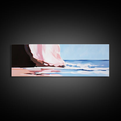 Waves, Beach Reflection, Seaside Serenity, Minimalist Decor, Framed Canvas Print, Coastal Aesthetic, Nautical Art, Living Room Wall Art