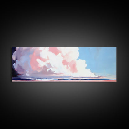 Soft Clouds, Ocean Horizon, Dreamy Seascape, Modern Beach Art, Framed Canvas Print, Coastal Minimalist, Living Room Wall Art