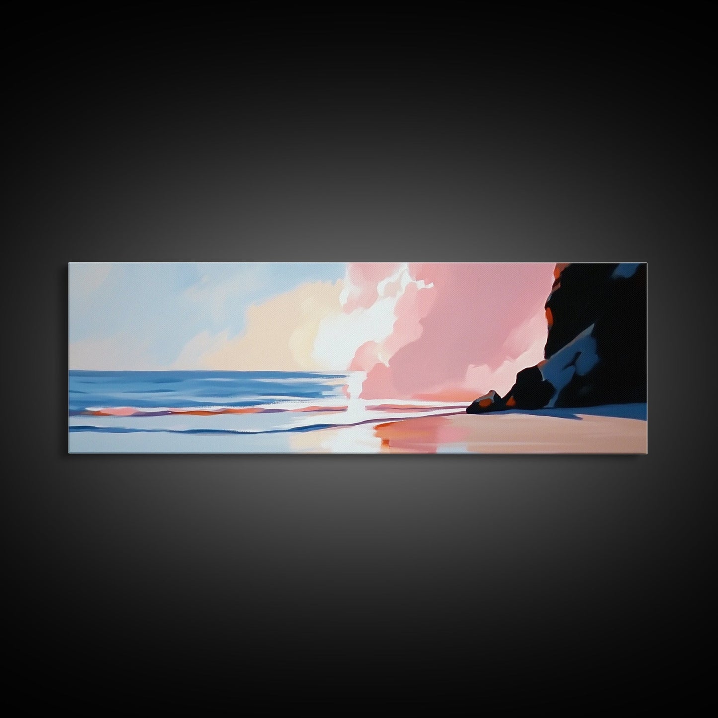 Ocean Sunset, Serene Beach, Coastal Decor, Canvas Print, Dreamy Seascape, Living Room Wall Art, Pastel Wall Art, Relaxing Artwork