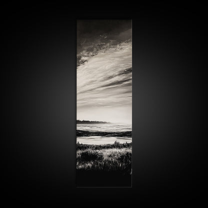 Black White, Seascape Art, Coastal Print, Framed Canvas Print, Monochrome Wall Art, Beach House Decor, Large Art, Living Room Artwork