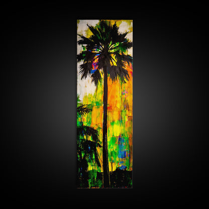 Palm Tree Sunset, Tropical Wall Art, Colorful Beach Decor, Boho Island Art, Vibrant Home Print, Living Room Art, Framed Canvas Print