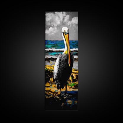 Pelican, Coastal Wall Art, Beach House Decor, Nautical Art, Ocean Animal Print, Wildlife Art, Tropical Home, Canvas Print
