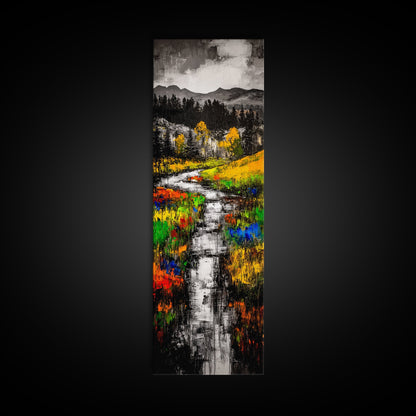 Monochrome River, Scenic Landscape, Canvas Print, Black And White Wall Art, Nature Inspired, Minimalist Home, Modern Office Decor