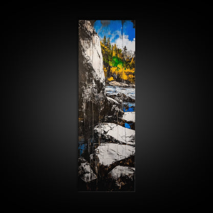 Rugged Cliffs, Rocky Shore, Coastal Scene, Framed Canvas Print, Seaside Decor, Nautical Wall Art, Ocean View, Beach House Decor