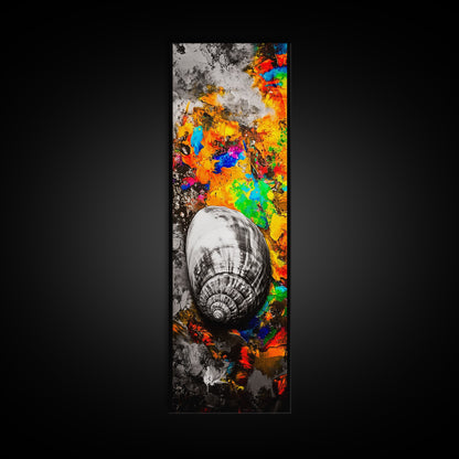 Colorful Shell, Abstract Art, Bold Texture, Canvas Print, Coastal Wall Art, Boho Beach Decor, Eclectic Home Art, Vibrant Nature Painting