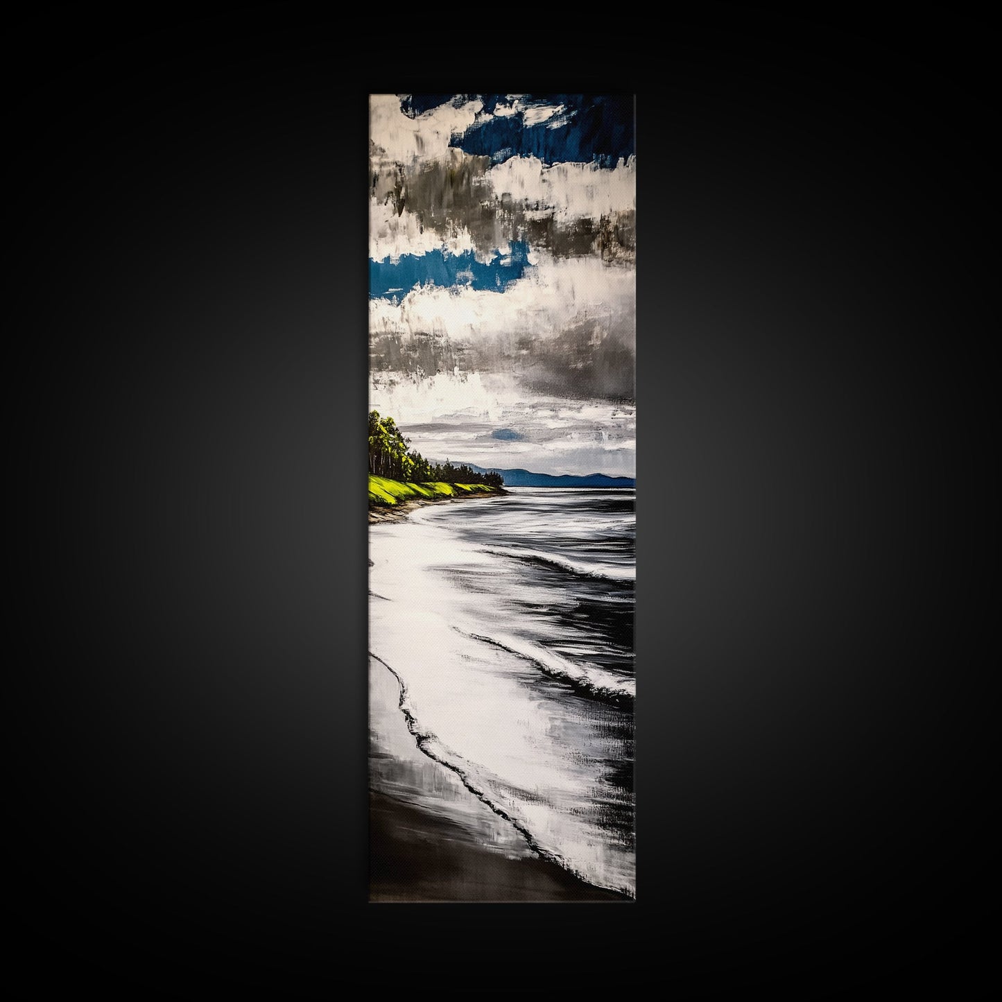 Coastal Shoreline, Blue and Green Art, Beach Wall Art, Ocean Canvas Print, Nautical Home Decor, Large Wall Art, Modern Living Room Art