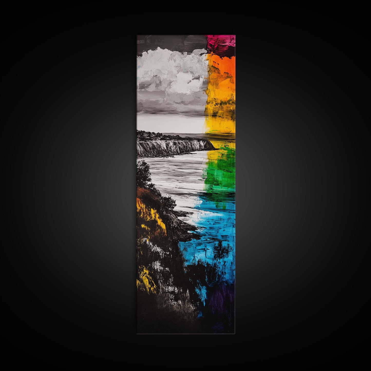 Vibrant Coast, Abstract Seascape, Colorful Ocean Art, Canvas Print, Bold Wall Art, Coastal Home Decor, Beach Painting, Modern Art