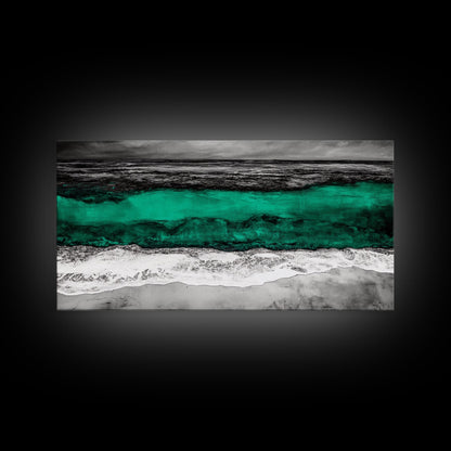 Abstract Ocean, Beach Wall Art, Coastal Decor, Seascape Painting, Modern Home Art, Nautical Decor, Framed Canvas Print, Large Wall Art