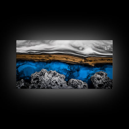 Abstract Water, Blue Earth, Modern Art, Canvas Print, Minimalist Ocean Decor, Contemporary Wall Art, Living Room Artwork