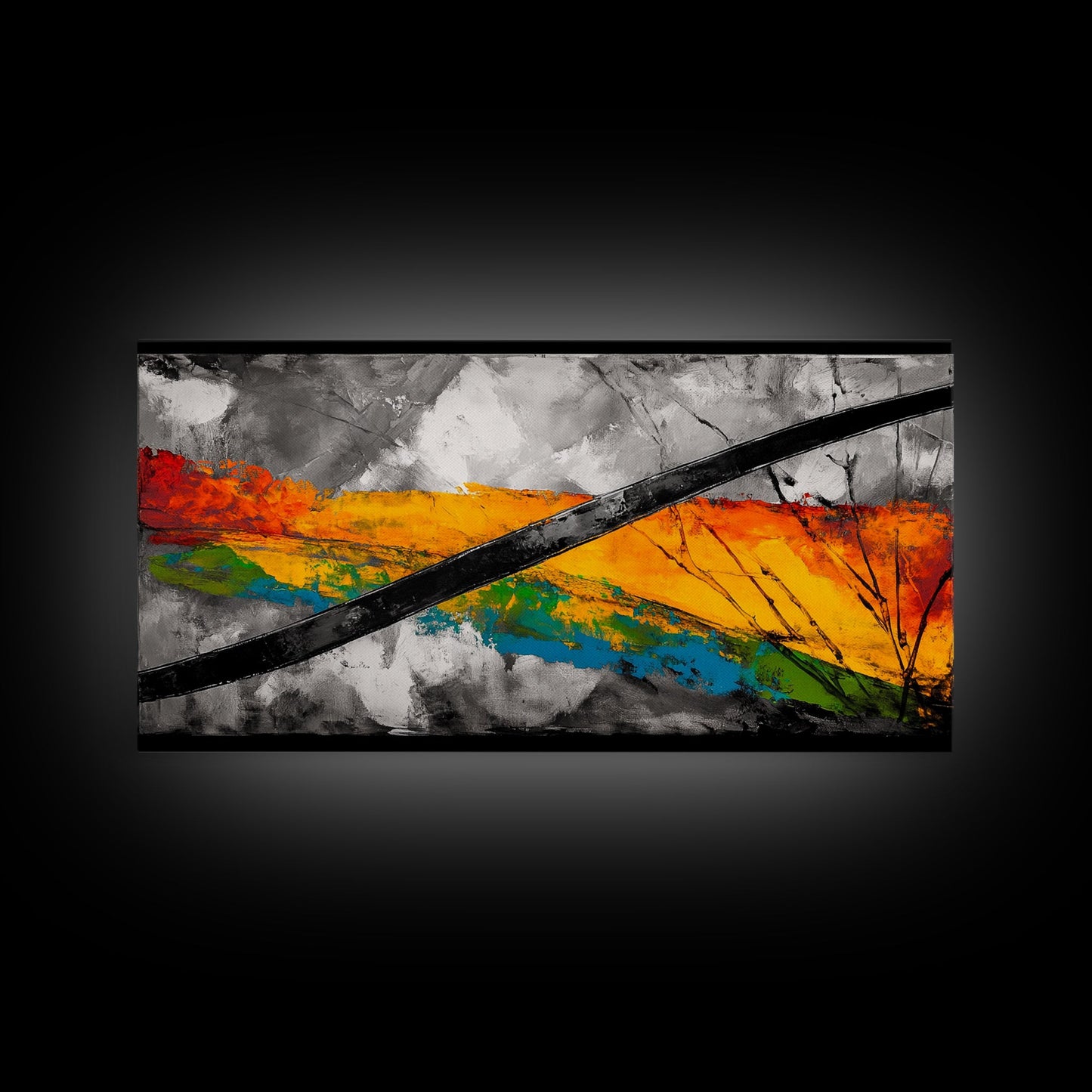 Bold Color Strokes, Abstract Expressionism, Dynamic Energy, Vibrant Painting, Statement Decor, Gallery Wall, Framed Canvas Print