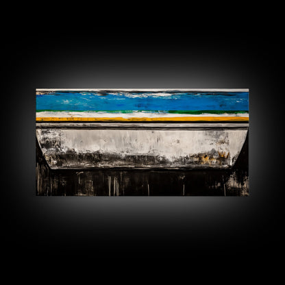 Abstract Boat, Coastal Wall Art, Nautical Decor, Large Canvas Print, Beach House Art, Modern Art, Living Room Wall Art, Blue Art