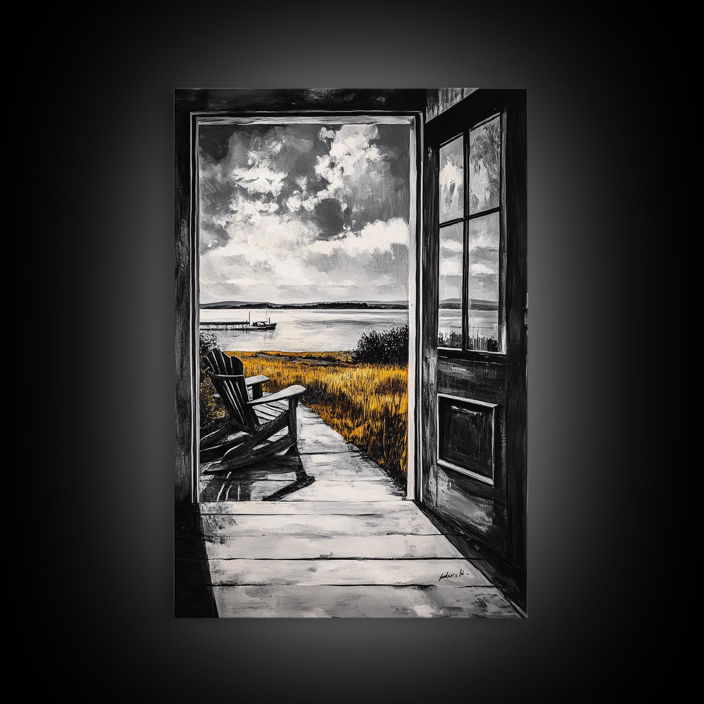 Porch View, Relaxing Landscape, Rustic Home Art, Lake House Decor, Cabin Wall Art, Nature Lover Gift, Canvas Print, Cozy Atmosphere