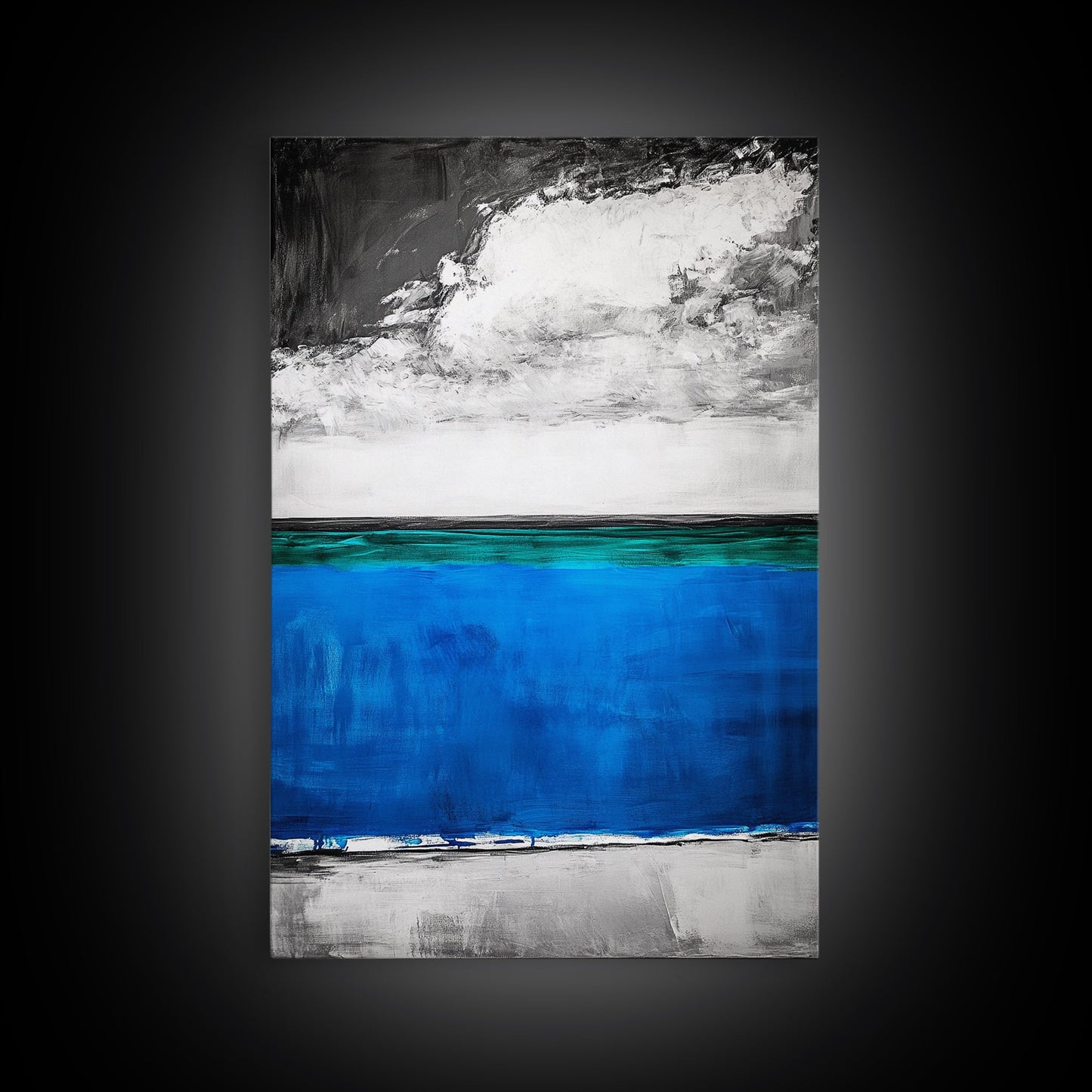 Blue Ocean, Minimalist Seascape, Canvas Print, Beach House Decor, Coastal Wall Art, Modern Abstract, Living Room Art, Nautical Decor