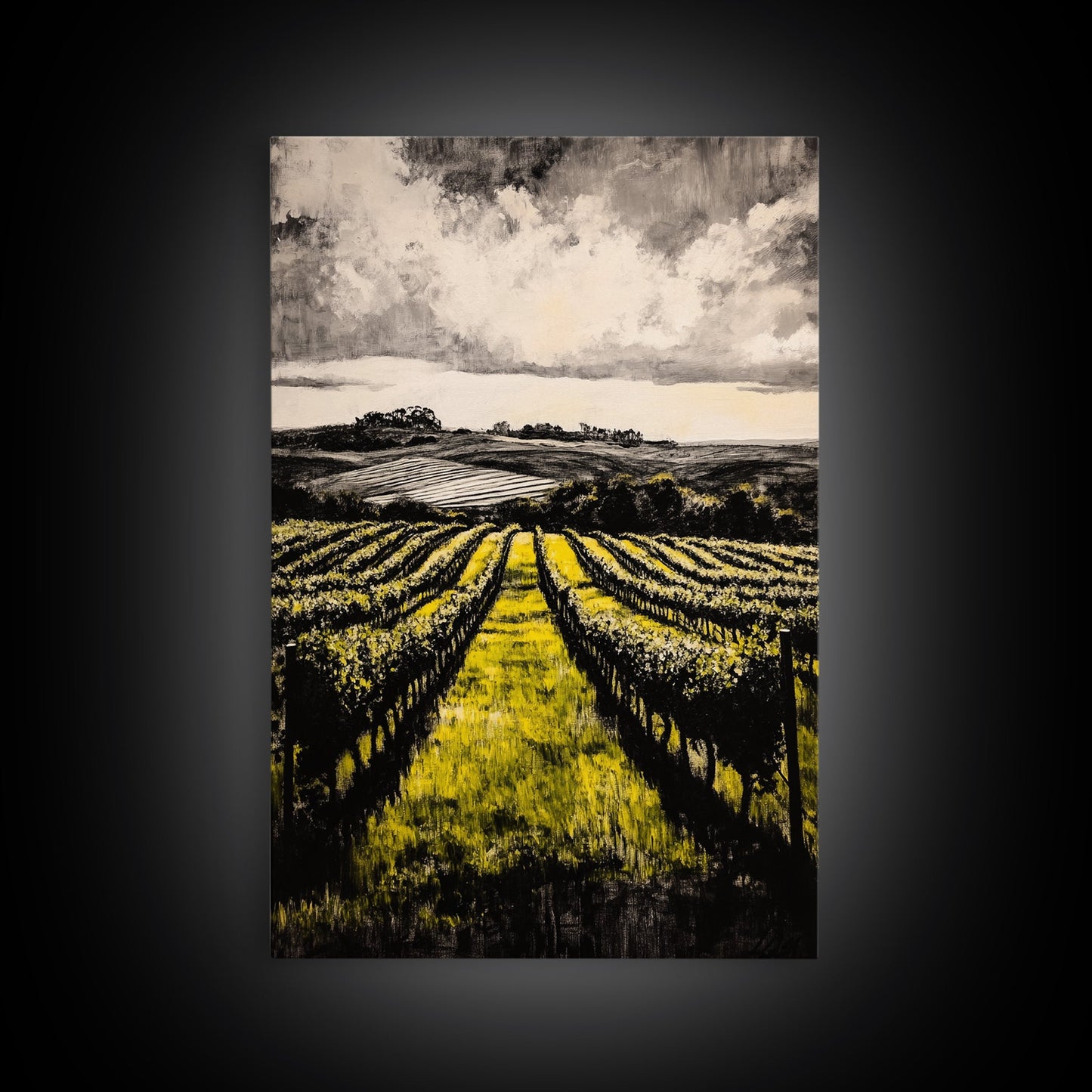 Vineyard Path, Rolling Hills, Rustic Landscape, Canvas Print, Country Farmhouse Art, Kitchen Wall Decor, Wine Lover Gift, Fall Vibes