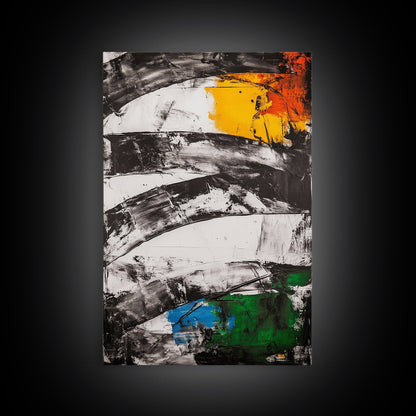 Abstract Curves, Black and White, Modern Art, Bold Colors, Minimalist Painting, Contemporary Style, Statement Piece, Canvas Print