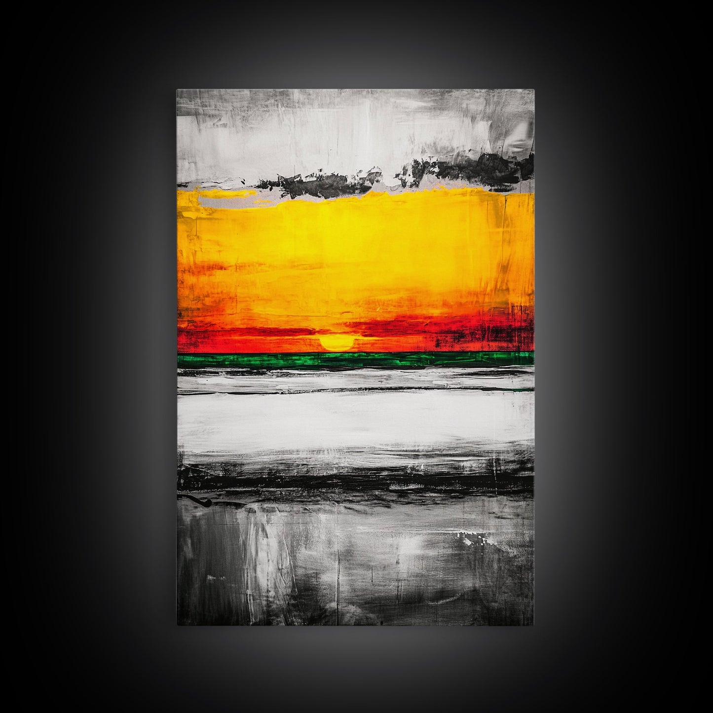 Vibrant Sunset, Bold Abstract, Modern Wall Art, Framed Canvas Print, Large Statement Art, Warm Color Palette, Bedroom Wall Art, Minimalist
