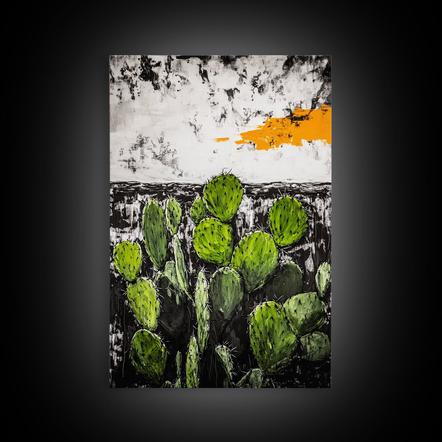 Cactus Art, Desert Scene, Framed Canvas Print, Southwest Wall Art, Boho Home Decor, Minimalist Nature Art, Living Room Statement Piece