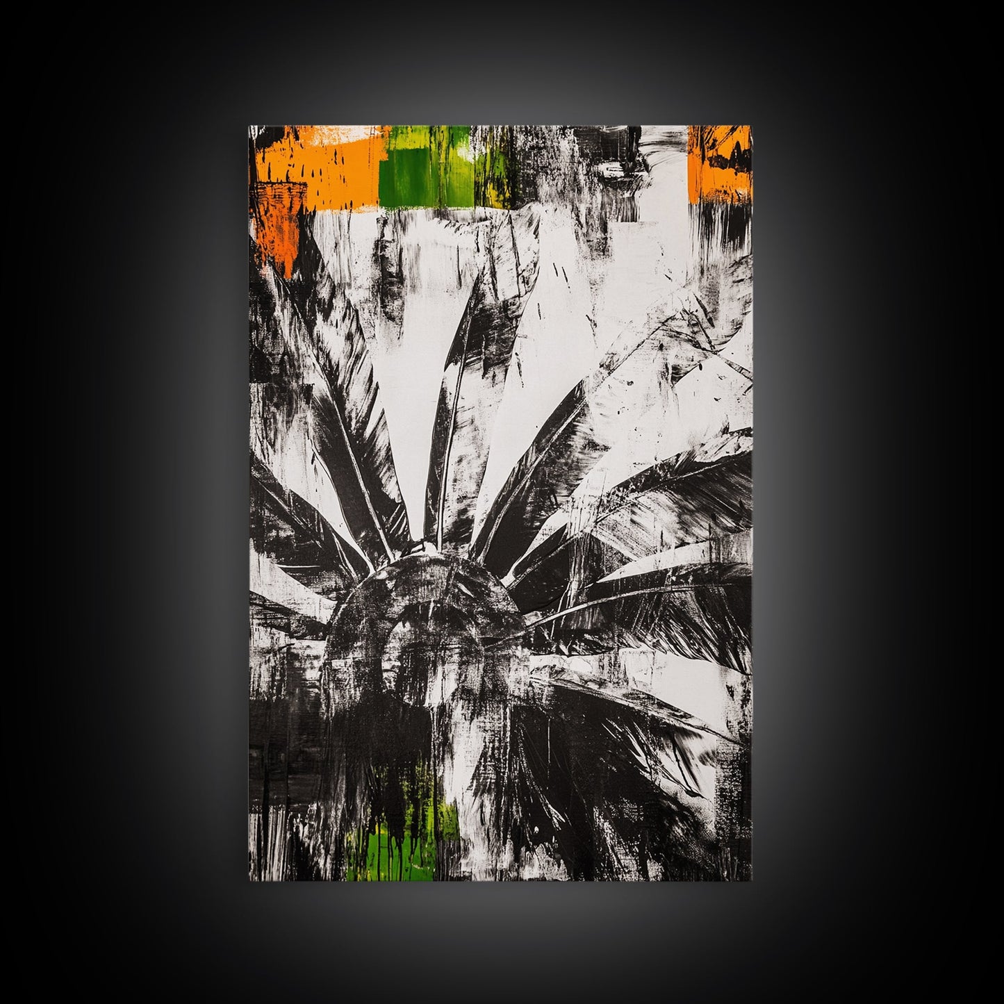 Sunflower, Black White Floral Art, Rustic Boho Decor, Farmhouse Wall Art, Nature Botanical Print, Framed Canvas Print