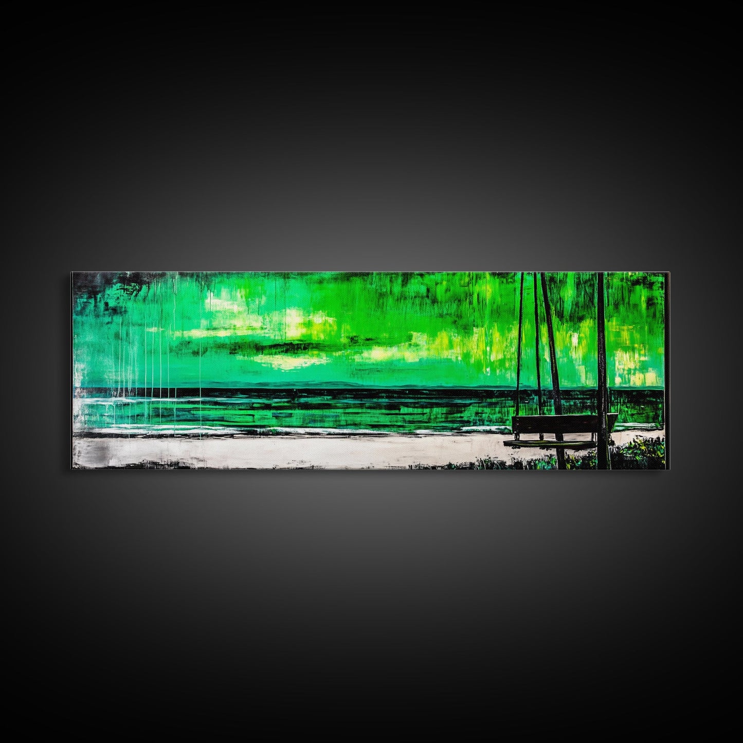 Green Serenity, Abstract Landscape, Canvas Print, Dreamy Wall Art, Vibrant Home Decor, Modern Bedroom Art, Minimalist Painting