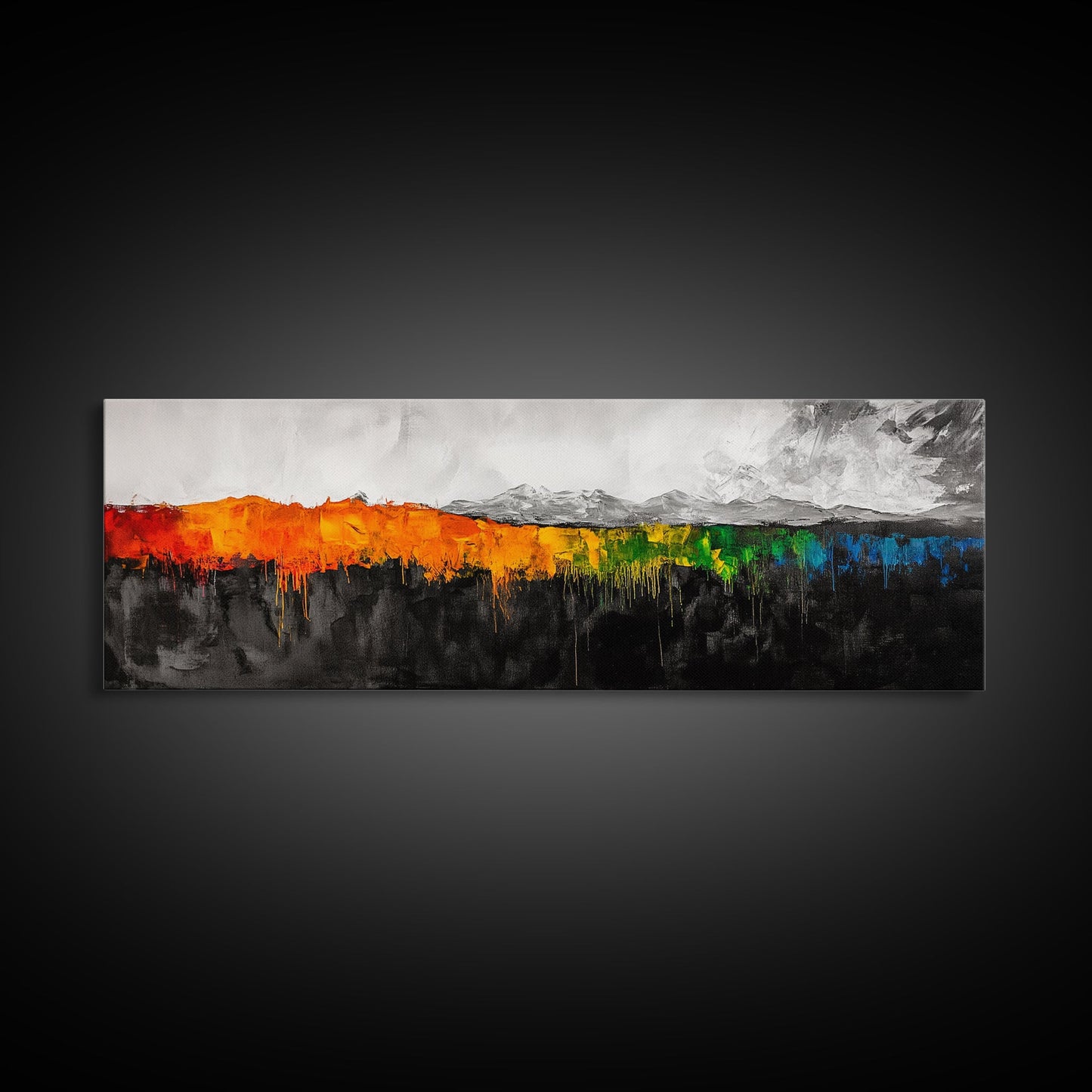 Abstract Mountain Art, Bold Colorful Landscape, Modern Expressionist Painting, Autumn Decor, Framed Canvas Print, Dining Room Art